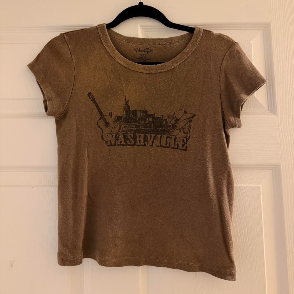 Brandy Melville Tan Nashville Graphic Tee